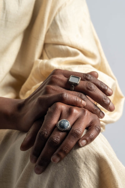 Sterling African Bead Ring