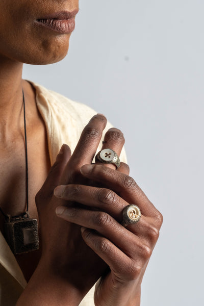 Sterling Button Ring