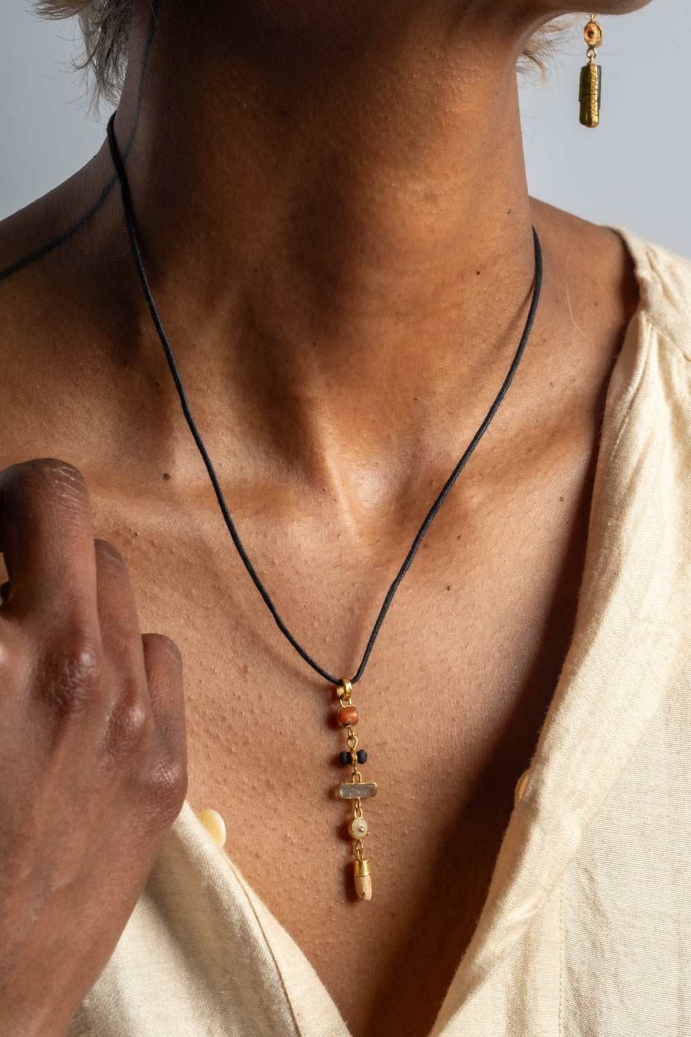 22K 5-Drop Mix Gem Chimú Pendant
