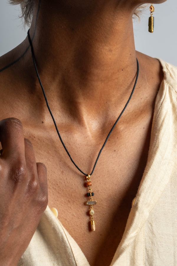 22K 5-Drop Mix Gem Chimú Pendant