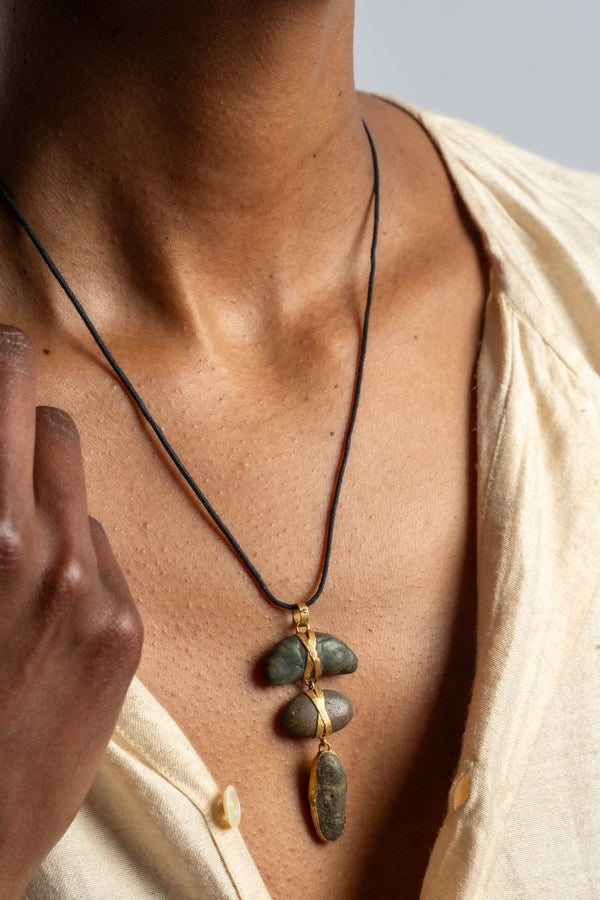22K 3 Drop Pebble Pendant