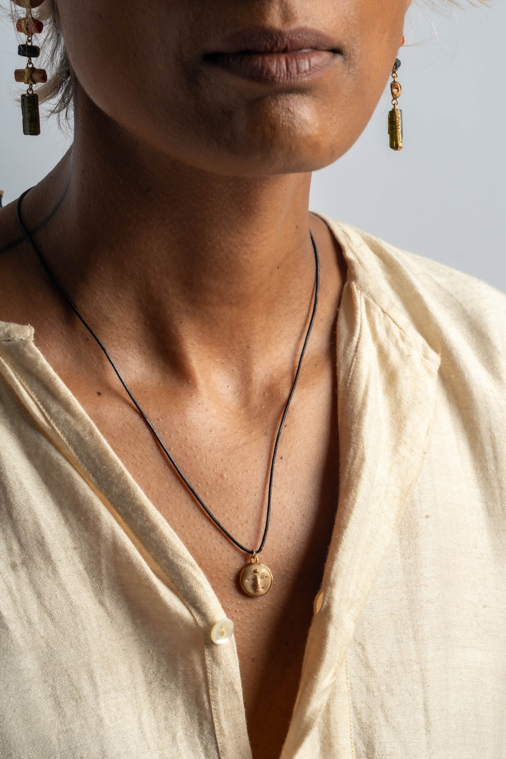 22K Bone Carved Face Pendant