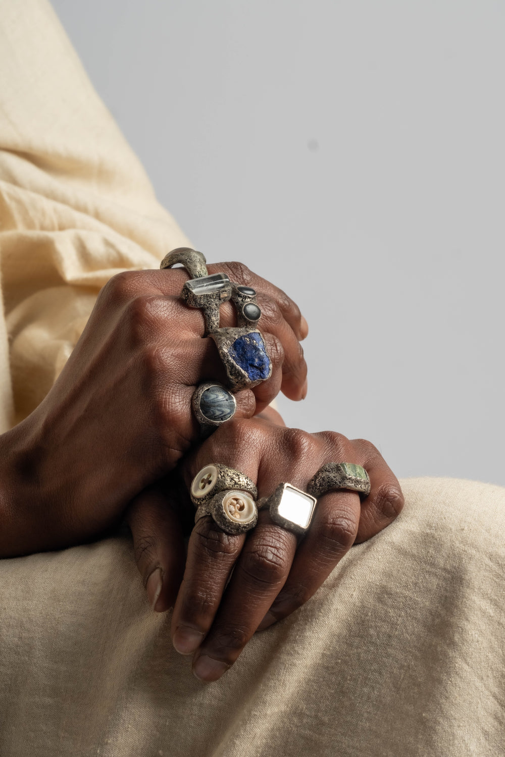 Sterling Button Ring