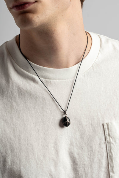 Sterling + Black Japanese Pebble Pendant