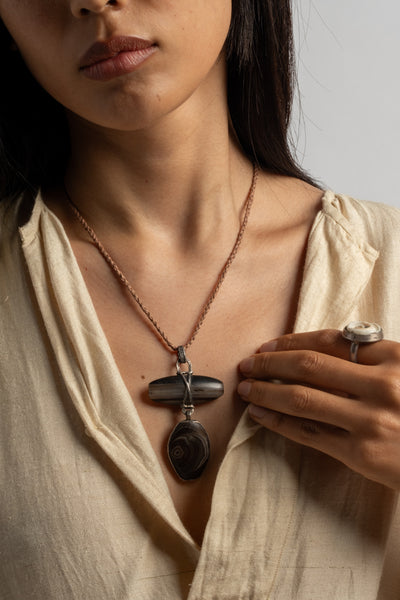 Sterling 2 Drop Agate Pendant