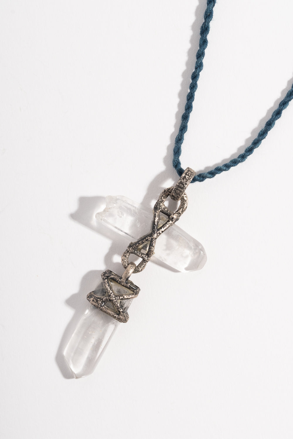 Sterling 2 Drop Quartz Pendant