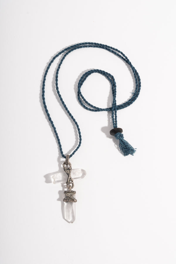 Sterling 2 Drop Quartz Pendant