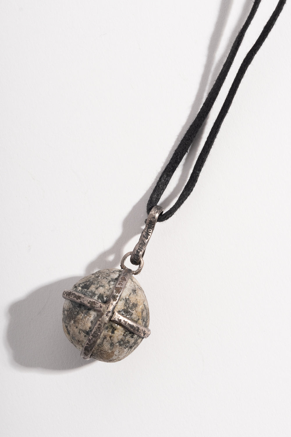 Sterling Speckle Pebble Pendant
