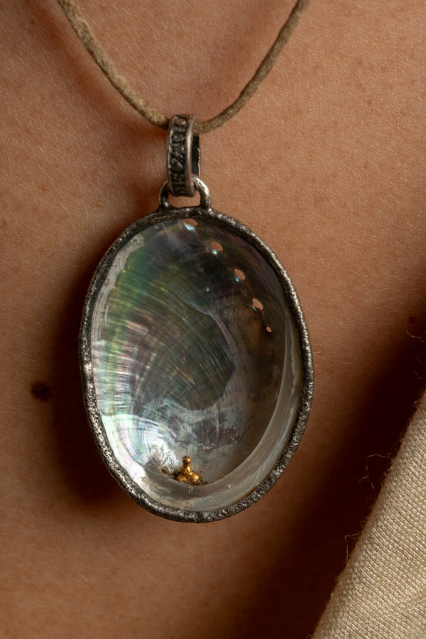 Sterling + 22K Buddha Shell Pendant