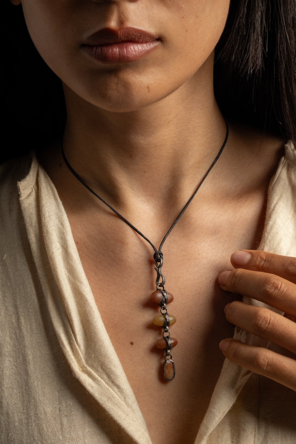 Sterling 4-Drop Pebble Pendant