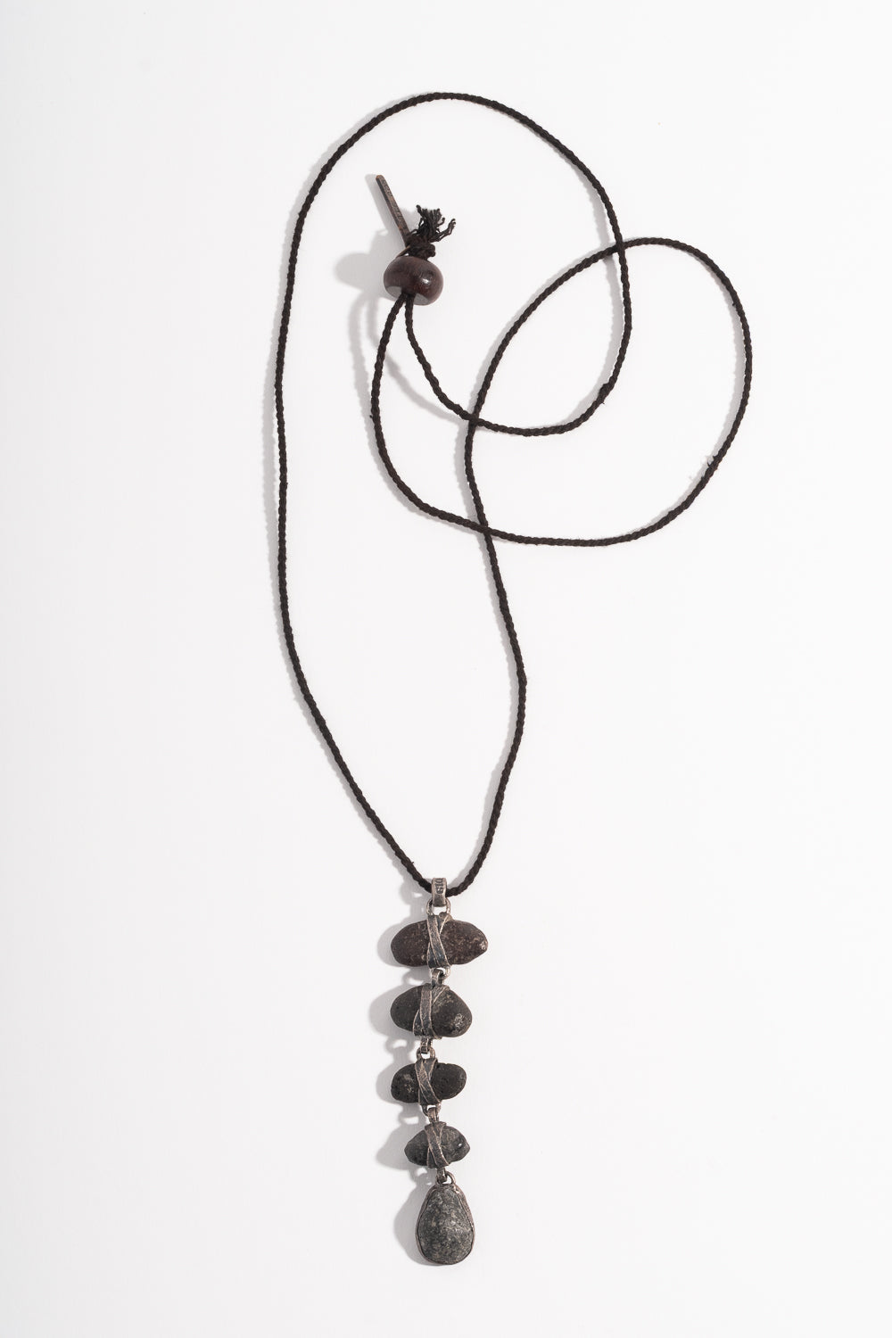Sterling 5-Drop Black Japanese Pebble Pendant
