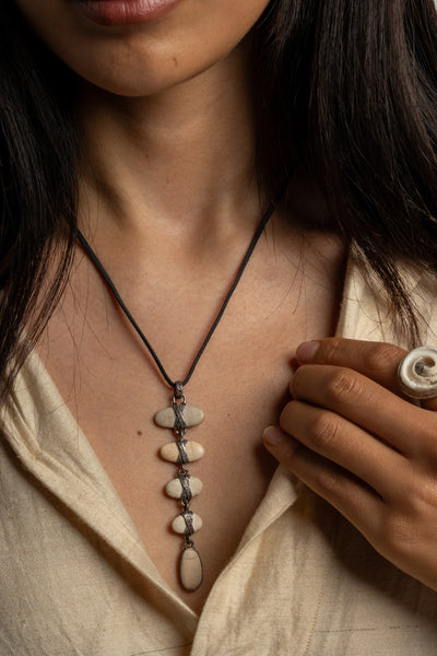 Sterling 5-Drop White Japanese Pebble Pendant
