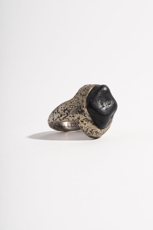 Sterling Black Basalt Ring