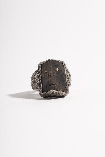 Sterling Black Wood + 22K Dot Ring