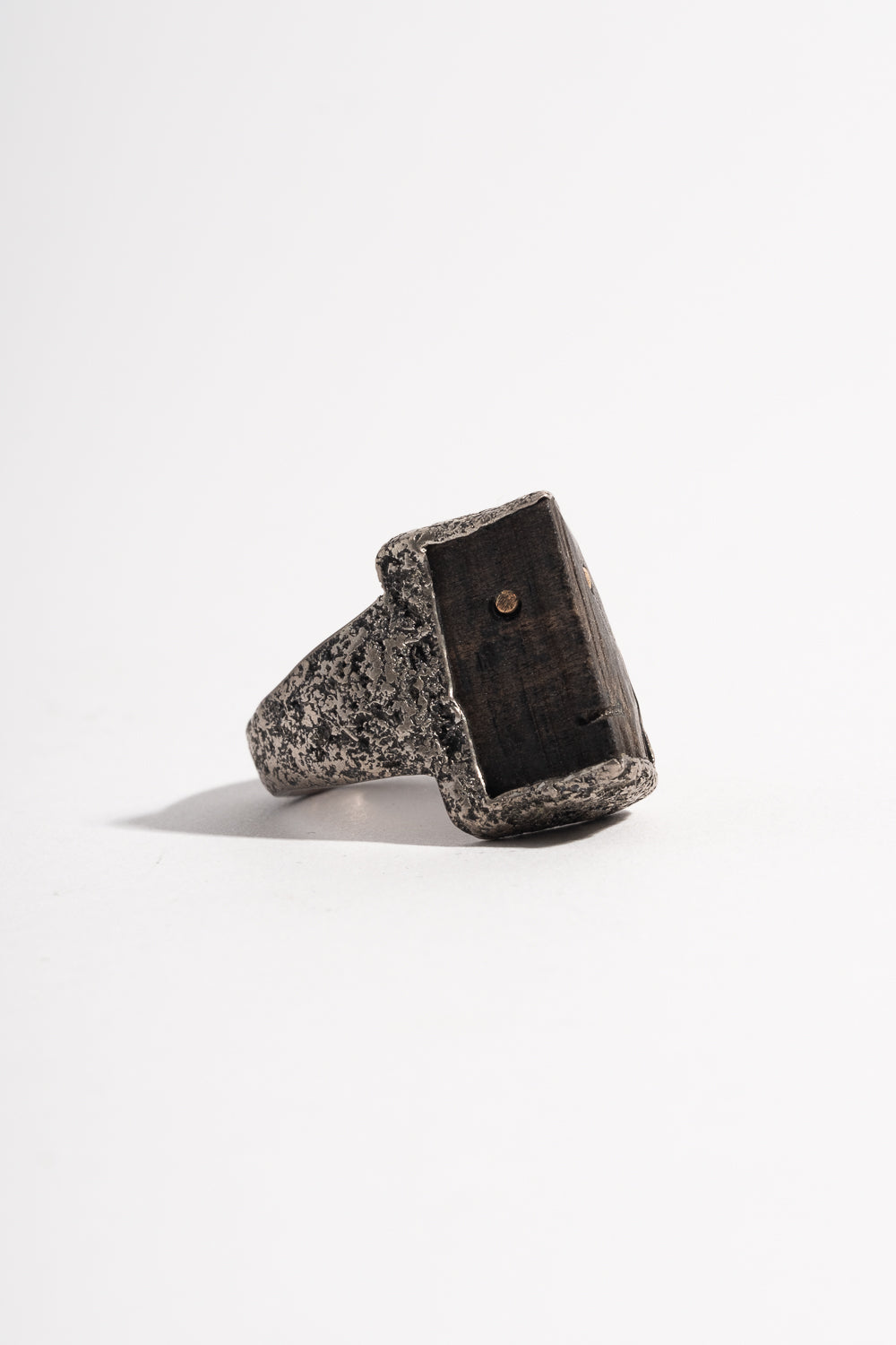 Sterling Black Wood + 22K Dot Ring