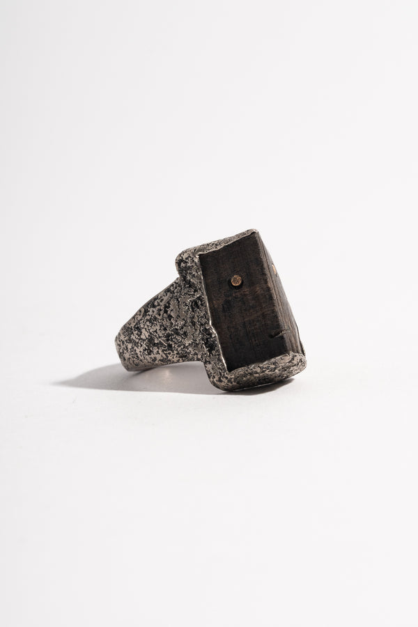Sterling Black Wood + 22K Dot Ring