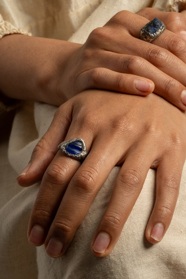 Sterling Blue Bottle Neck Ring