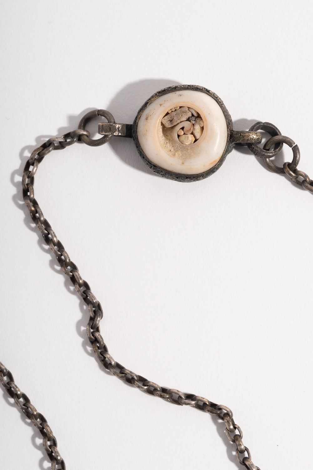 Sterling Lapis + Shell Chain Pendant