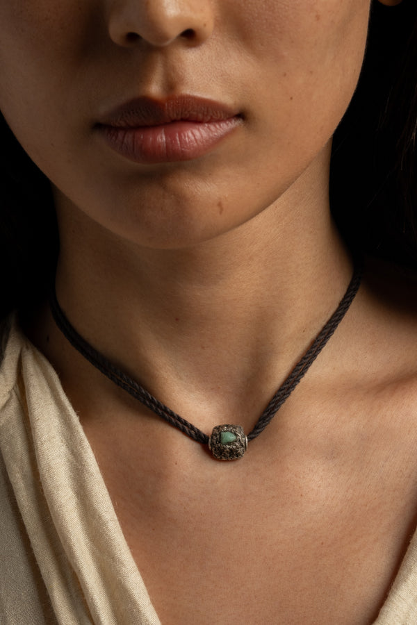 Sterling Raw Emerald Choker
