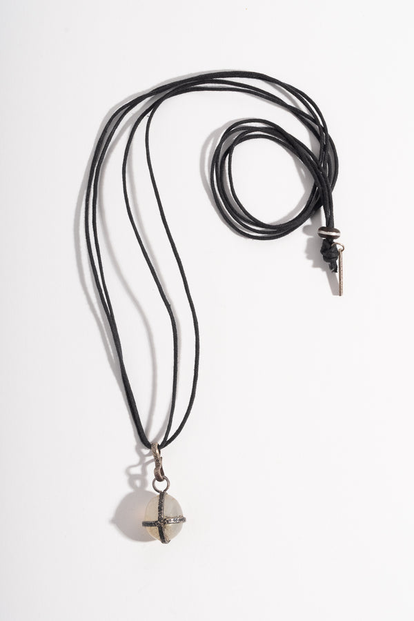 Sterling Wrapped Milky Quartz Pendant