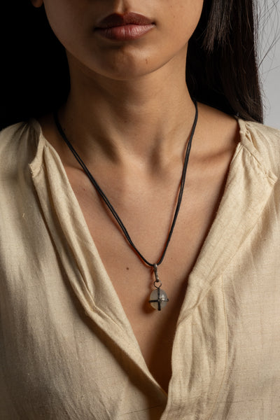 Sterling Wrapped Milky Quartz Pendant