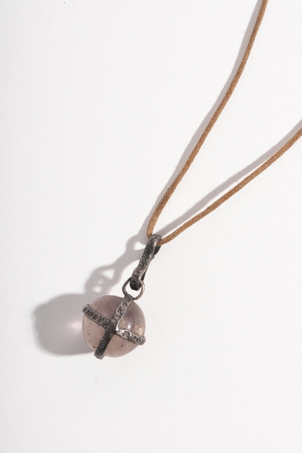 Sterling Wrapped Pink Quartz Pendant