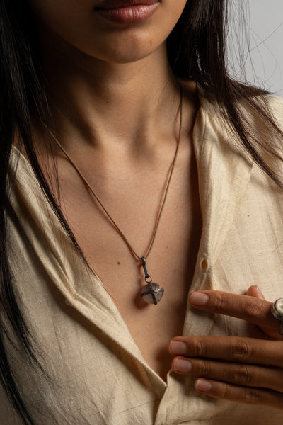 Sterling Wrapped Pink Quartz Pendant