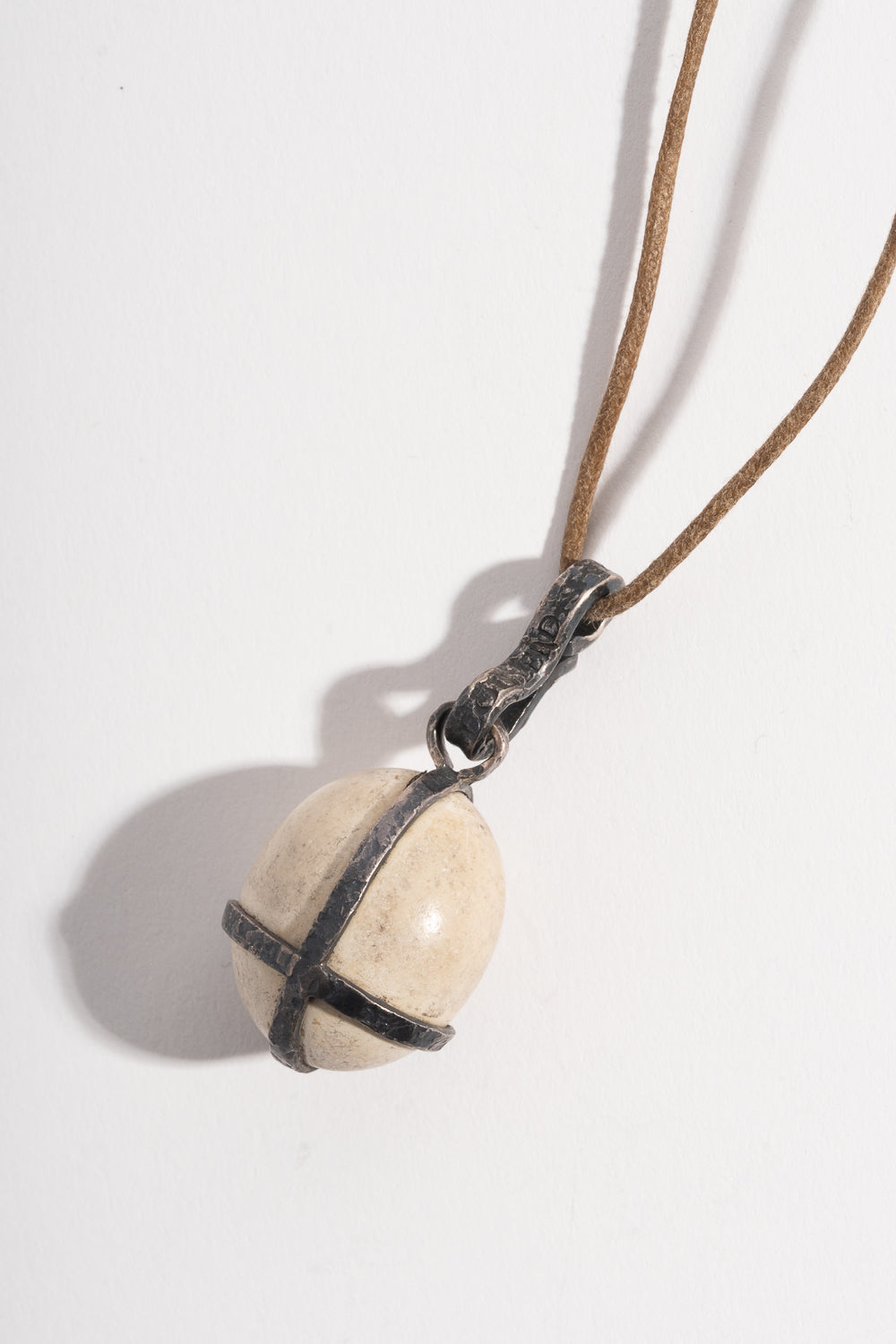 Sterling Wrapped White Pebble Pendant