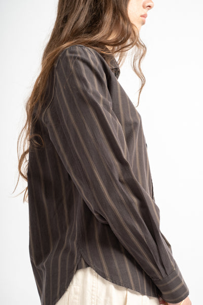 Simple Shirt in Bold Stripe Off Black + Khaki