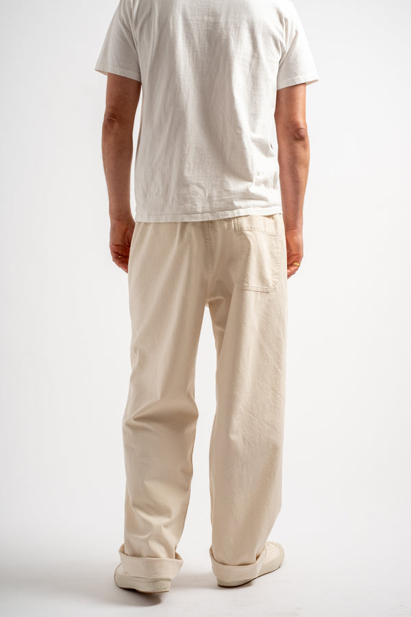 Wide Leg Jogger in Off White Cotton Twill