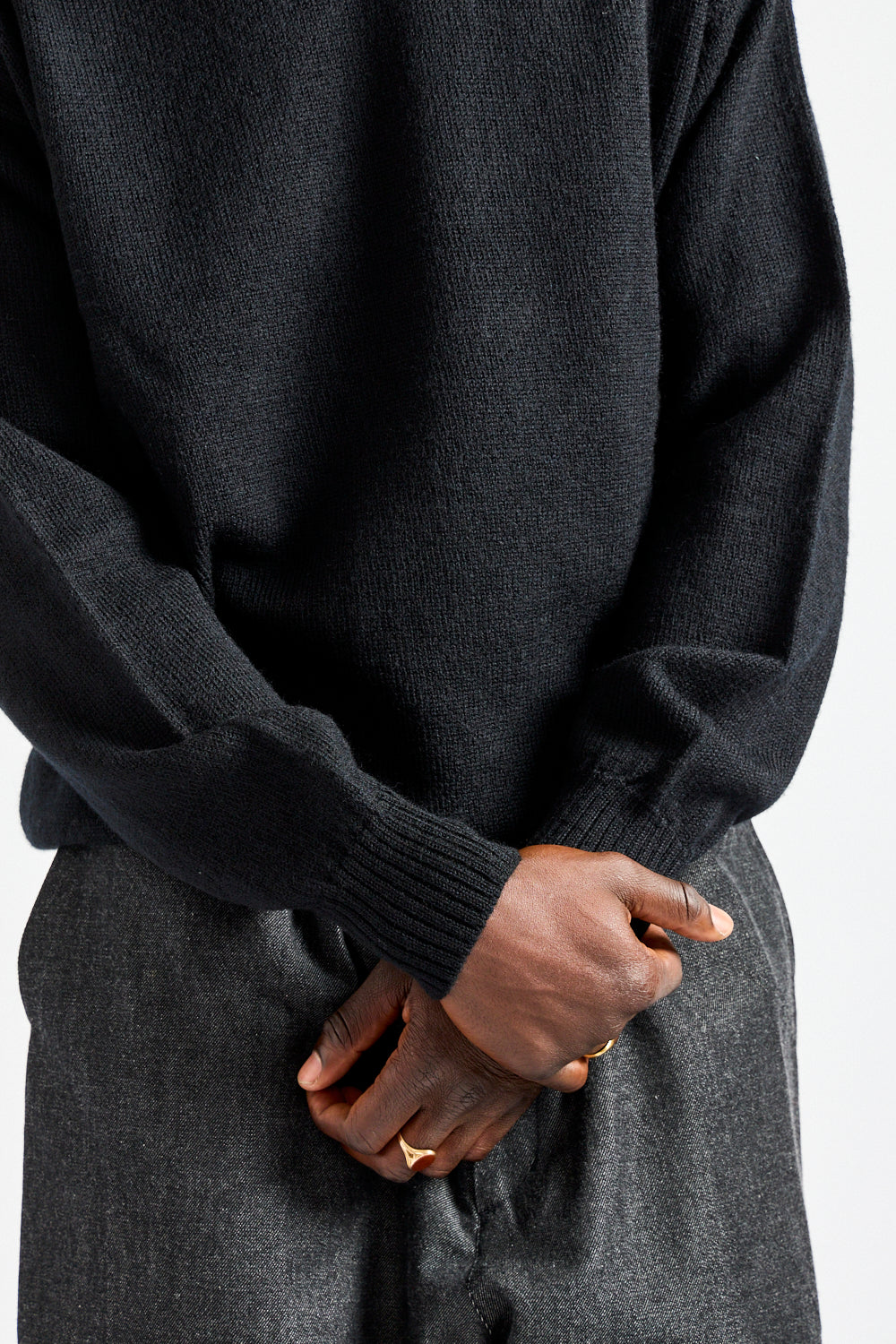 Chunky Collared Sweater in Black