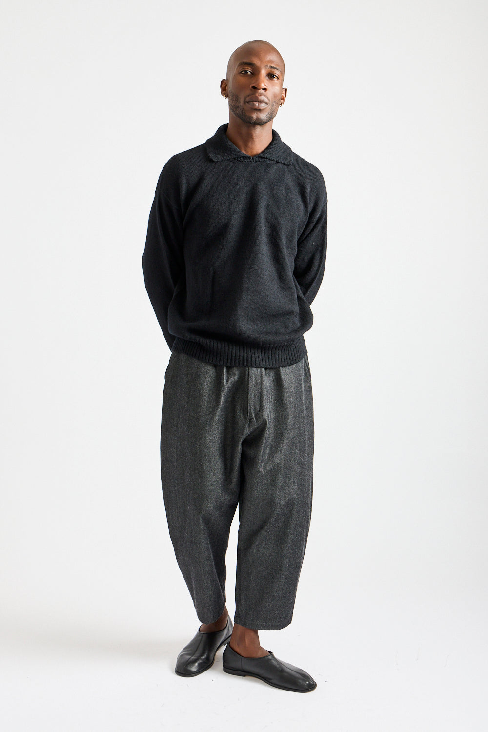 Chunky Collared Sweater in Black