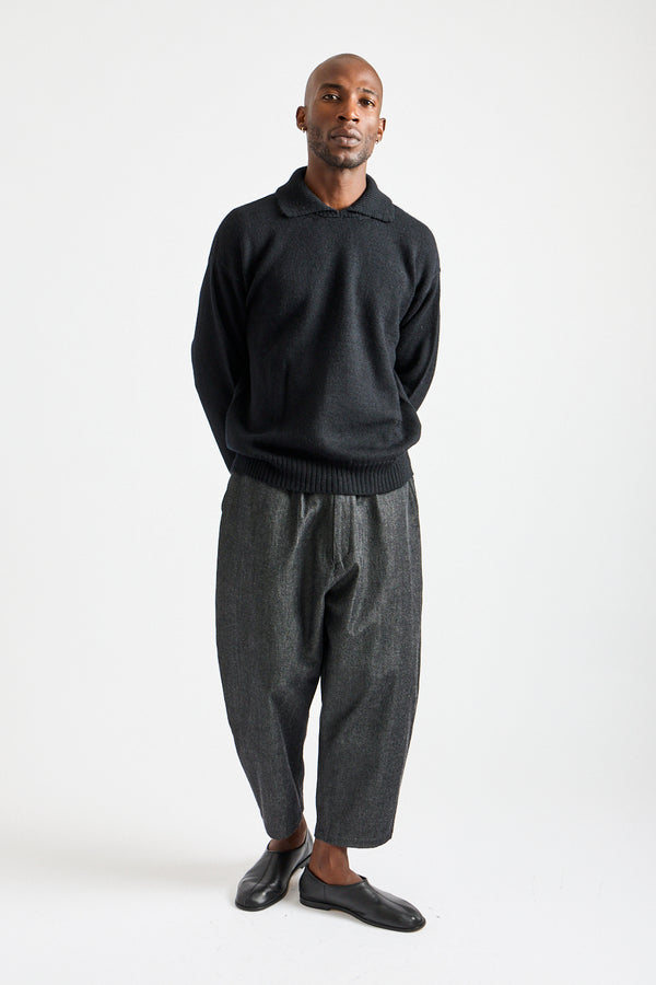 Chunky Collared Sweater in Black
