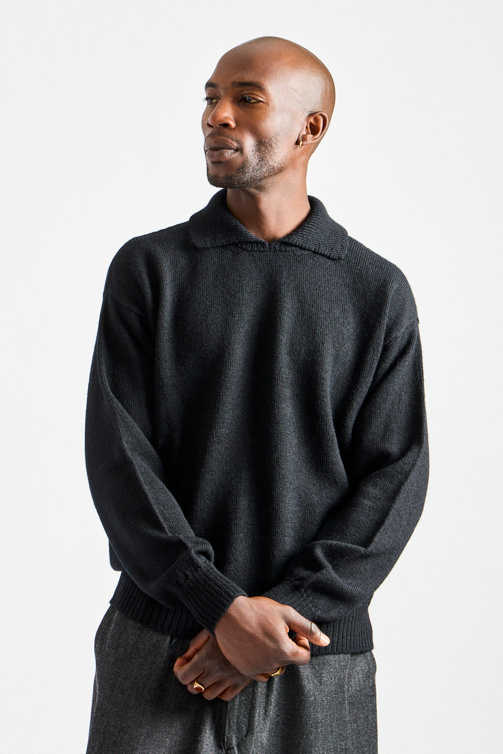 Chunky Collared Sweater in Black