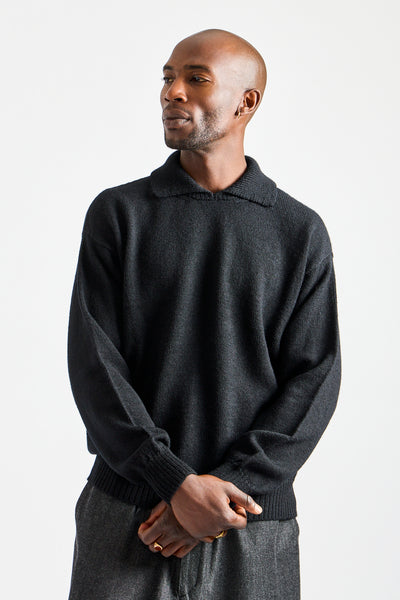 Chunky Collared Sweater in Black