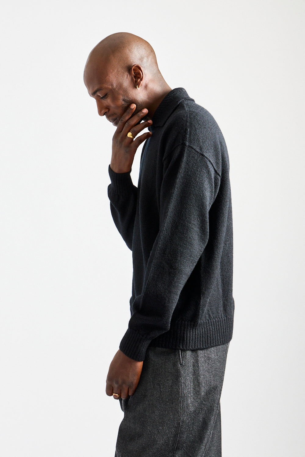 Chunky Collared Sweater in Black