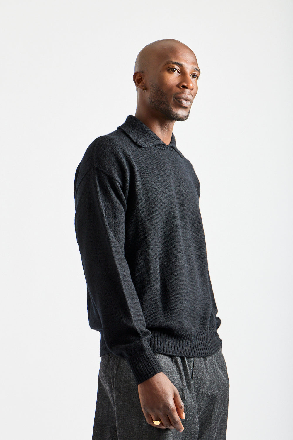 Chunky Collared Sweater in Black