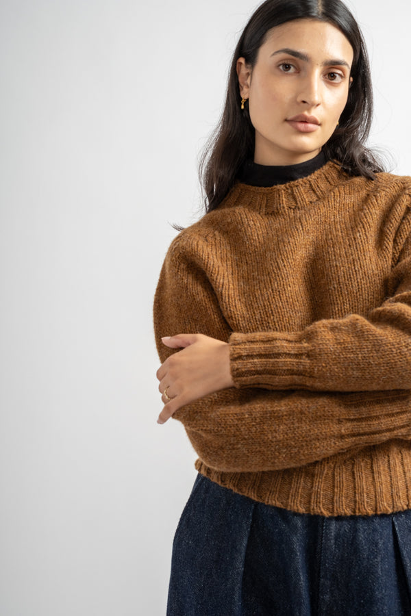 Chunky Seamless Crewneck in Cinnamon