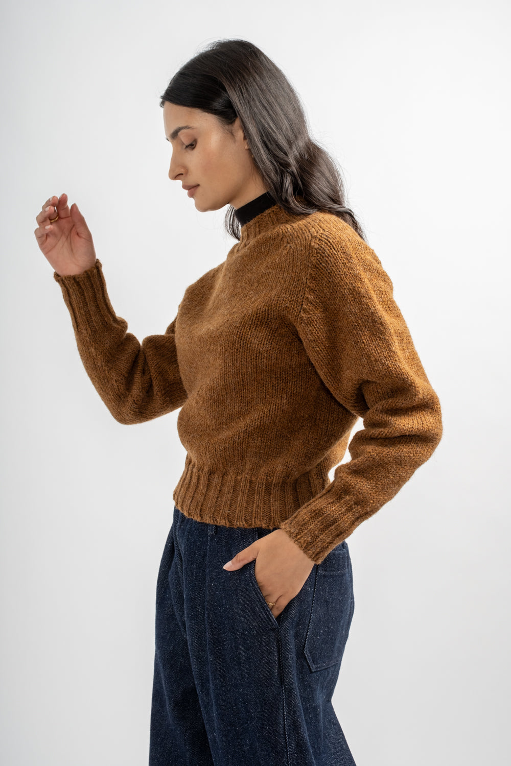 Chunky Seamless Crewneck in Cinnamon