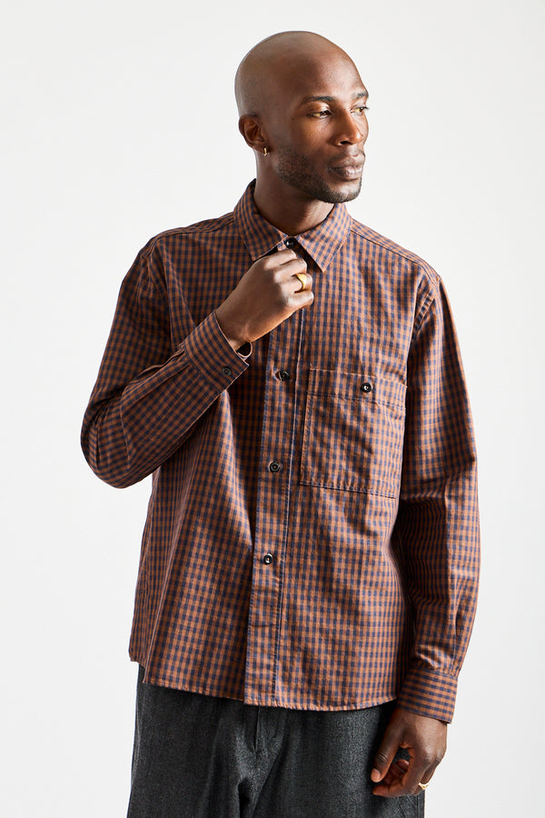 Overall Shirt in Chestnut + Ink Gingham