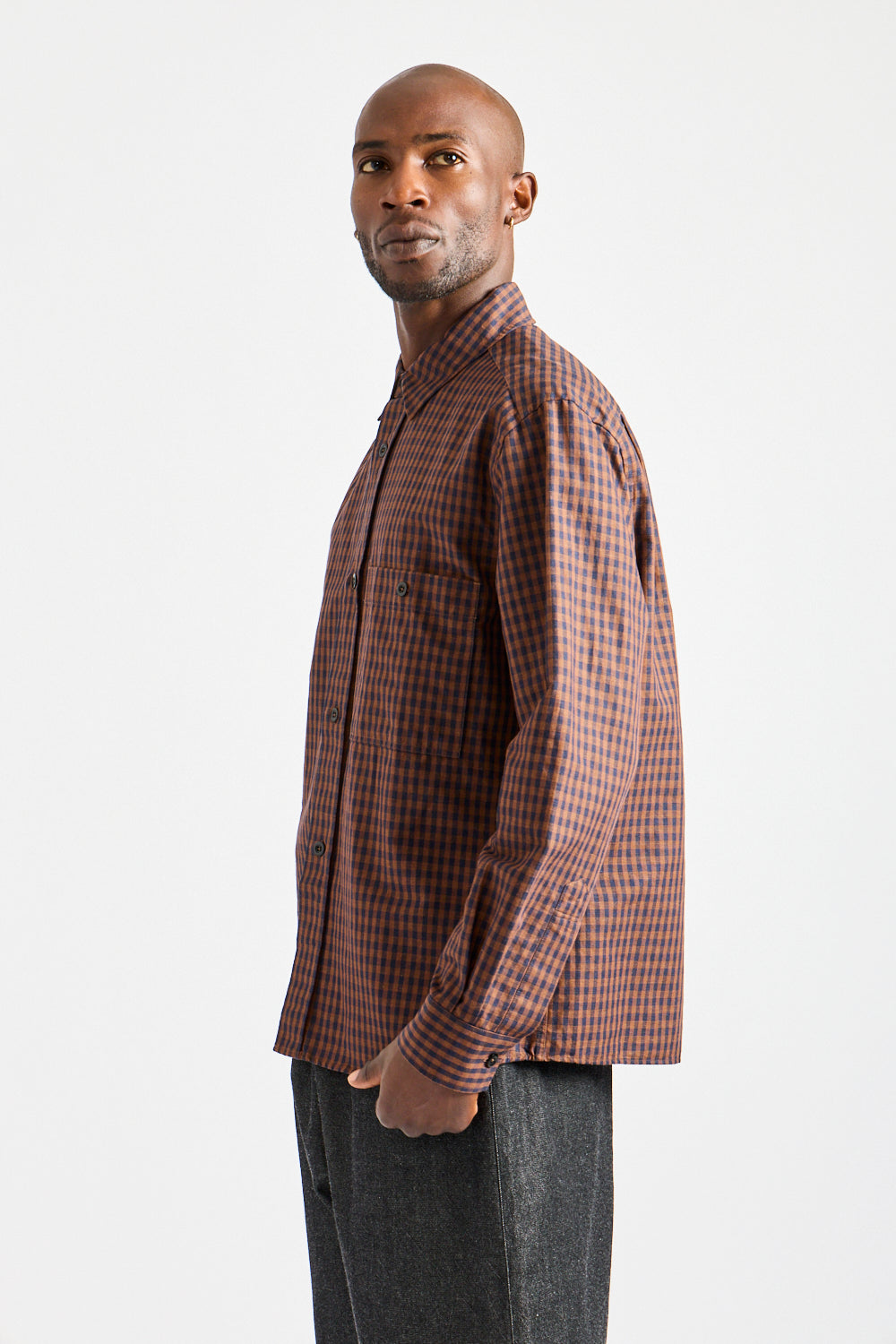 Overall Shirt in Chestnut + Ink Gingham