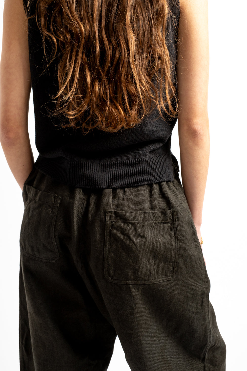 Twill Weave Hemp Pants in Persimmon Tannin + Sumi Ink