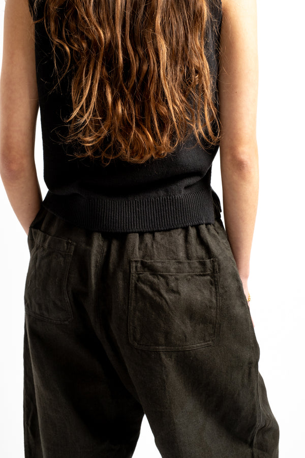 Twill Weave Hemp Pants in Persimmon Tannin + Sumi Ink