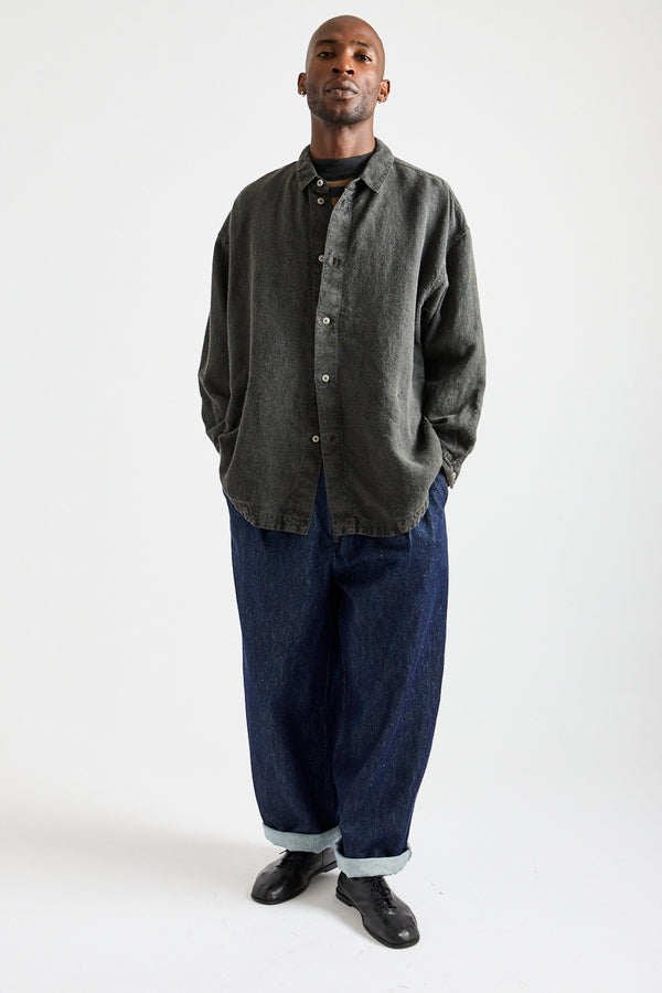 Brushed Hemp Oversized Shirt in Charcoal