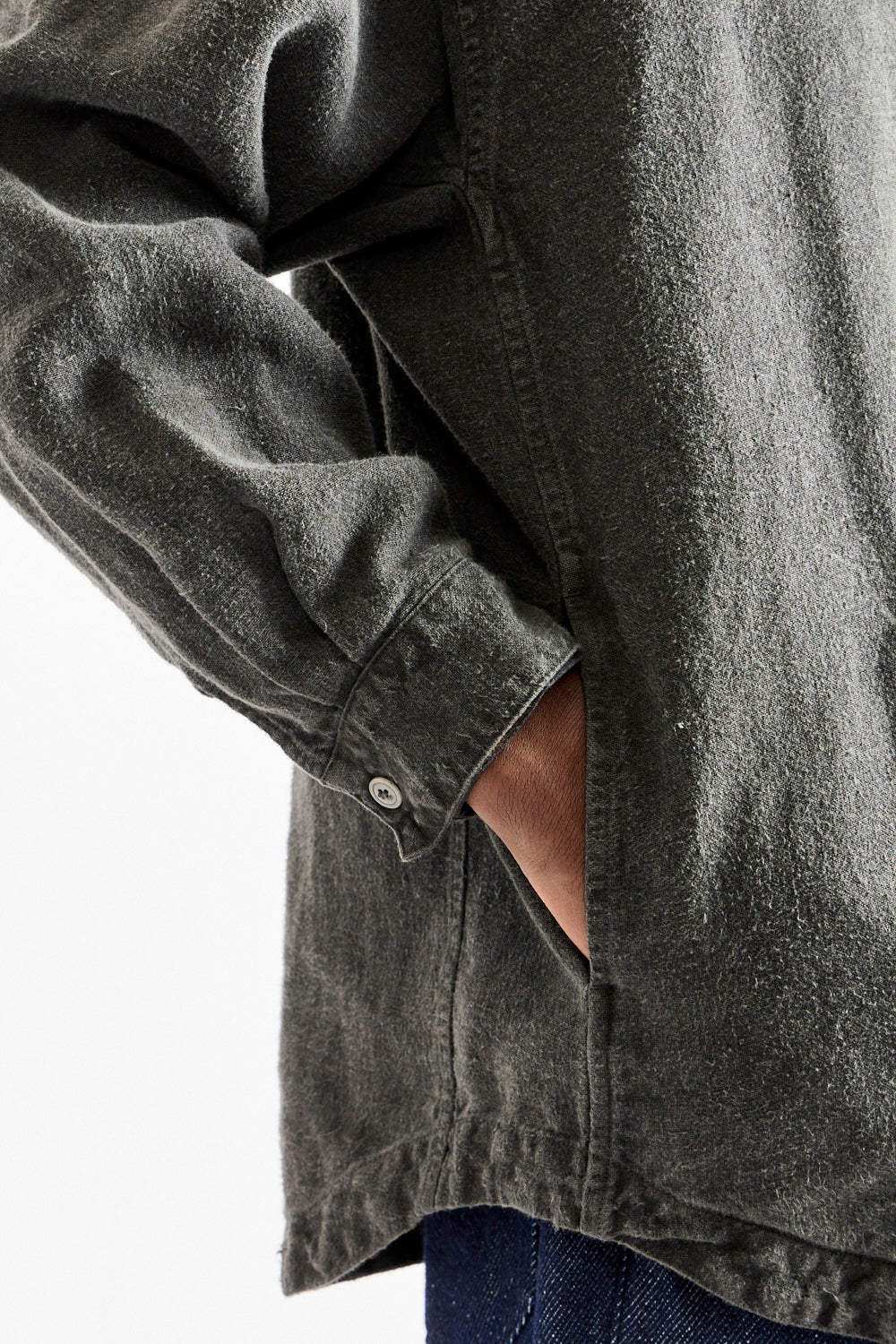 Brushed Hemp Oversized Shirt in Charcoal