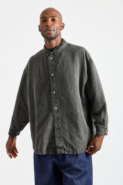 Brushed Hemp Oversized Shirt in Charcoal