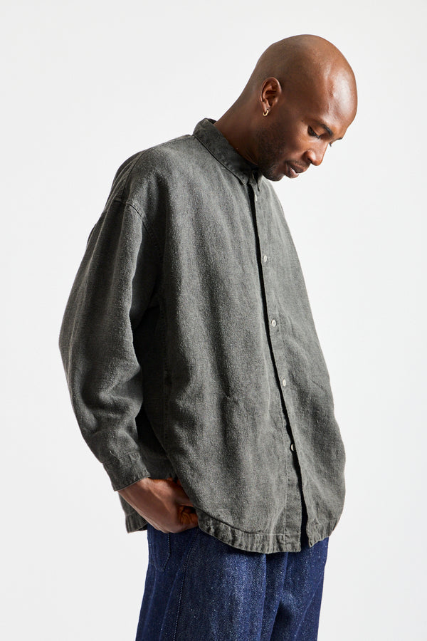 Brushed Hemp Oversized Shirt in Charcoal