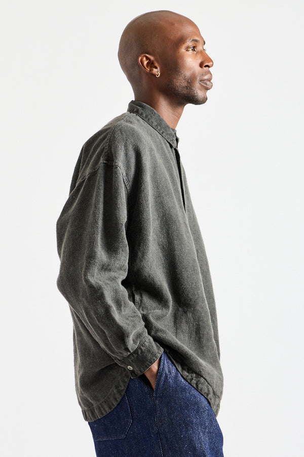 Brushed Hemp Oversized Shirt in Charcoal