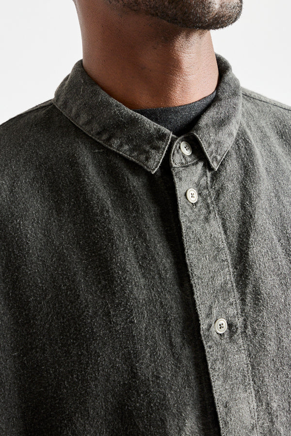 Brushed Hemp Oversized Shirt in Charcoal