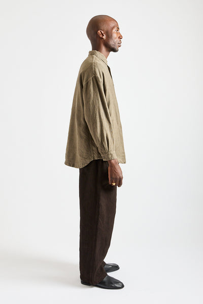 Brushed Hemp Oversized Shirt in Deep Botanical Dark Mugwort Dye